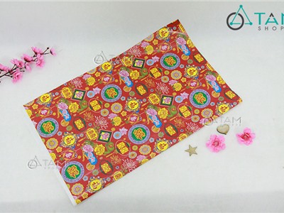 Giấy đỏ dán Tết họa tiết Vintage khổ lớn số 03